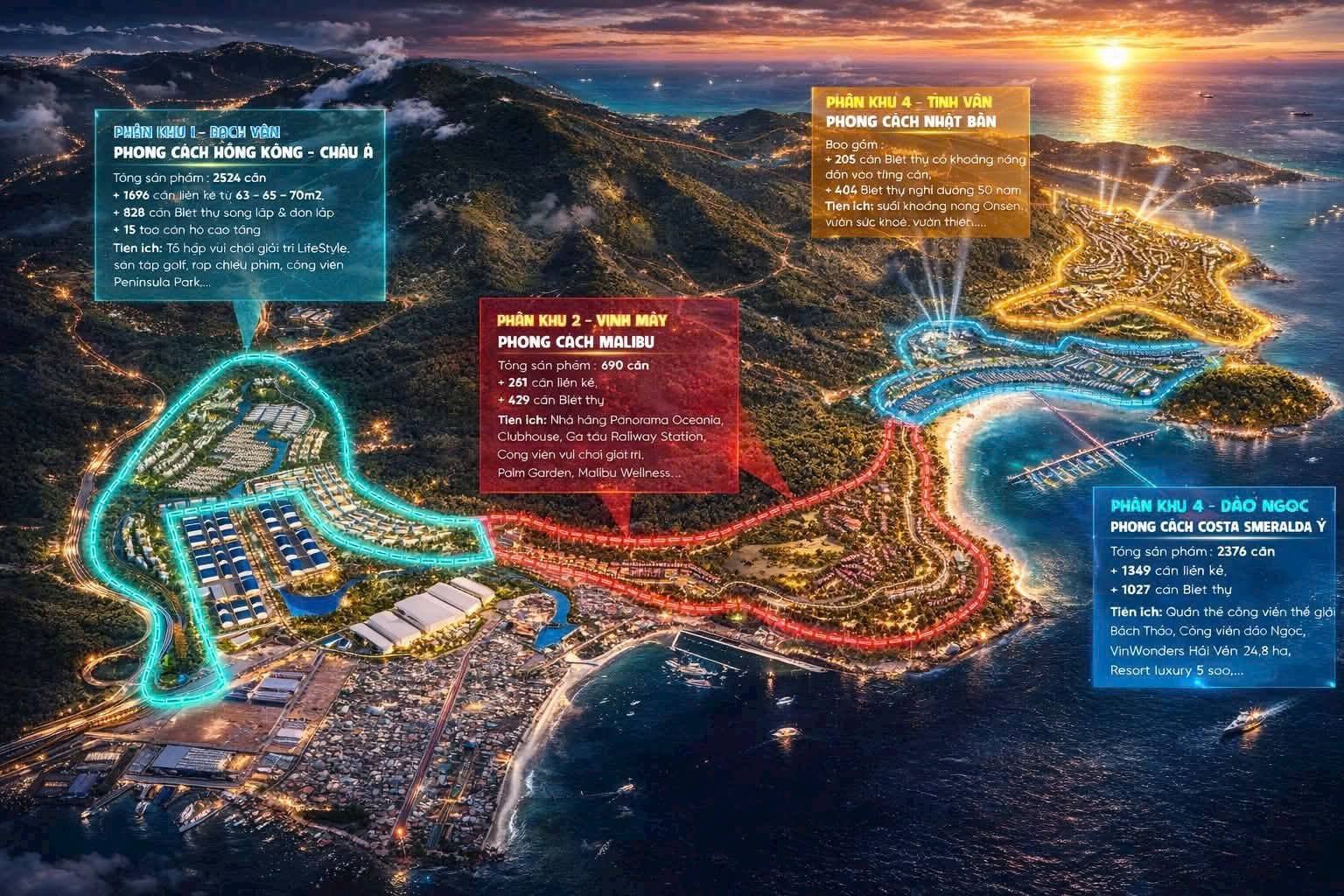 mặt bằng phối cảnh các phân khu vinhomes hải vân bay